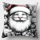 Axyaa Christmas Santa Deer Merry Words Cushion Cover for Sofa Bedroom Car Pillow