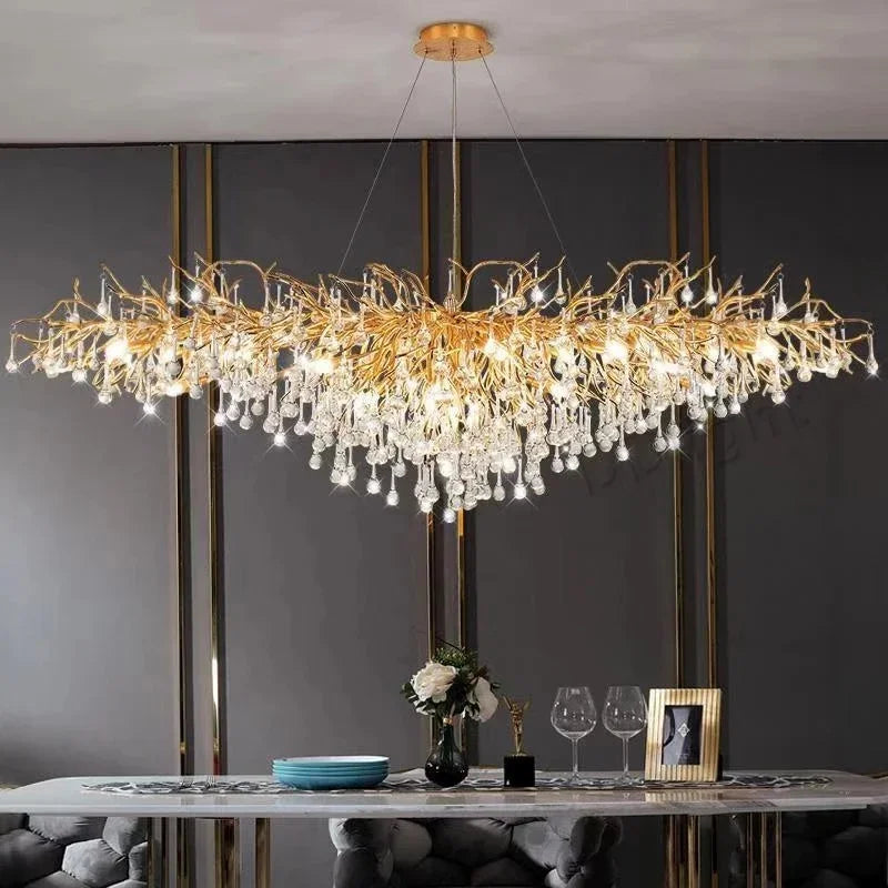 Axyaa Modern Luxury Crystal Ceiling Chandelier for Living Dining Bedroom