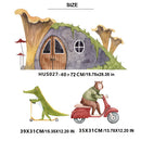 Axyaa Mushroom House Bear Car Wall Stickers for Kids Room and Nursery Decor
