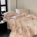 Axyaa French Style Flower Embroidered 100% Lyocell Bedding Set Pink