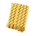 Axyaa Khaki Jacquard Knit Throw Blanket - Vintage Style, Soft & Cozy Acrylic