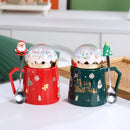 Santa Claus Ceramic Mug Set by Axyaa: Festive Lid, Spoon, Perfect X'mas Gift