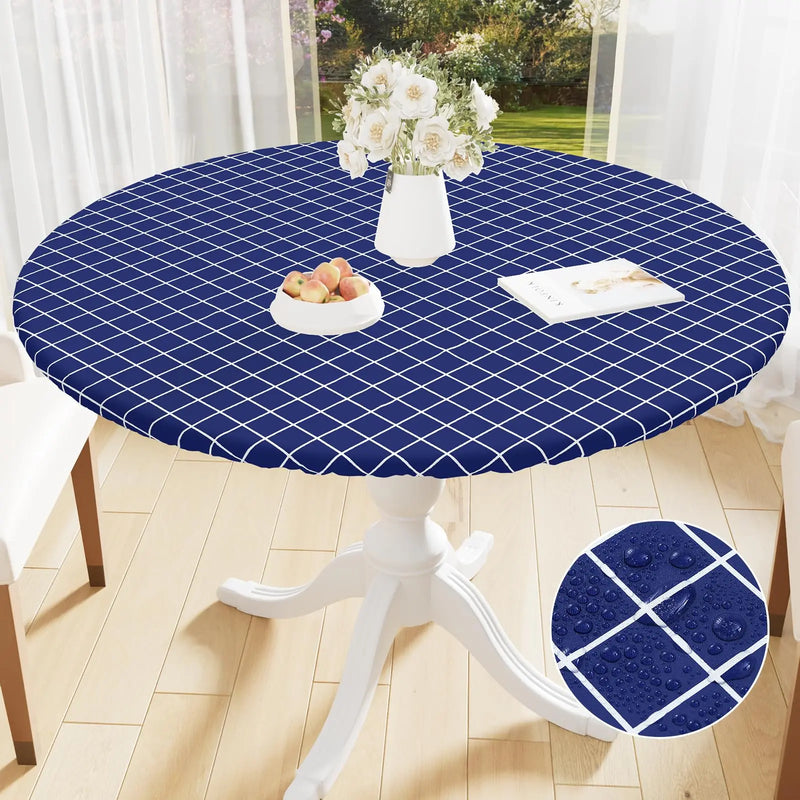 Axyaa Round Moroccan Tablecloth 60inch Waterproof Heat-Resistant Dining Kitchen Table Cover