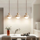 Axyaa Yellow Stone LED Pendant Lamp: Modern European Minimalist Half Round Chandelier