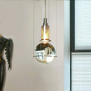 Axyaa Round Glass LED Ceiling Chandelier - Modern Living Room Kitchen Island Pendant Lights