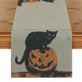 Axyaa Halloween Cat Pumpkin Head Table Runner
