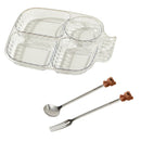 Axyaa Divided Food Plate 4 Compartments Quick Portion Control Stackable Plate
