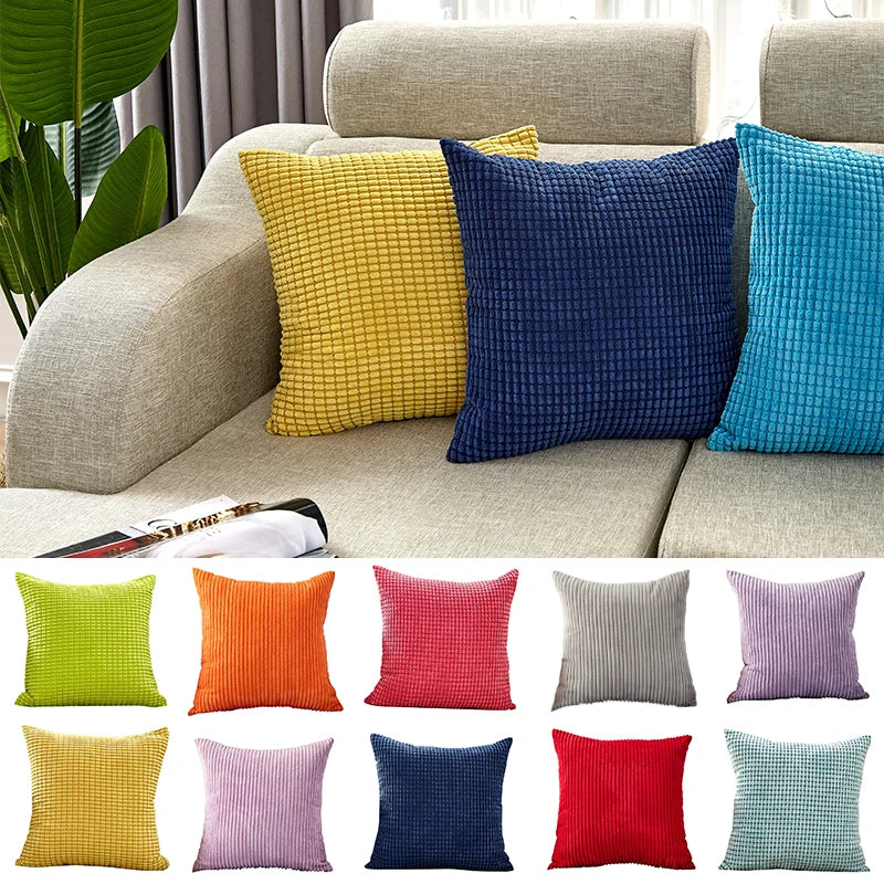 Blue Corduroy Cushion Cover 30x30cm - Axyaa Home Decor Pillowcase