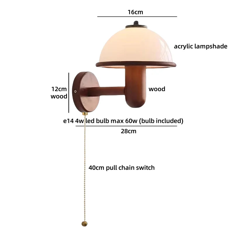 Axyaa Nordic LED Wall Lamp Clear Glass Wood Interior Decor Fixture