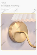 Axyaa Nordic Retro Pleated Cloth Wall Light for Bedroom, Corridor, Hotel Room