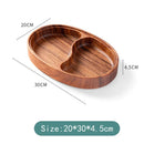 Axyaa Acacia Wood Snack Plate & Salad Bowl Set - Chinese Style Multi-cell Design