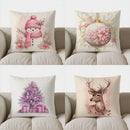Axyaa Snowman & Flowers Throw Pillow Cover for Sofa, Bedroom, Car