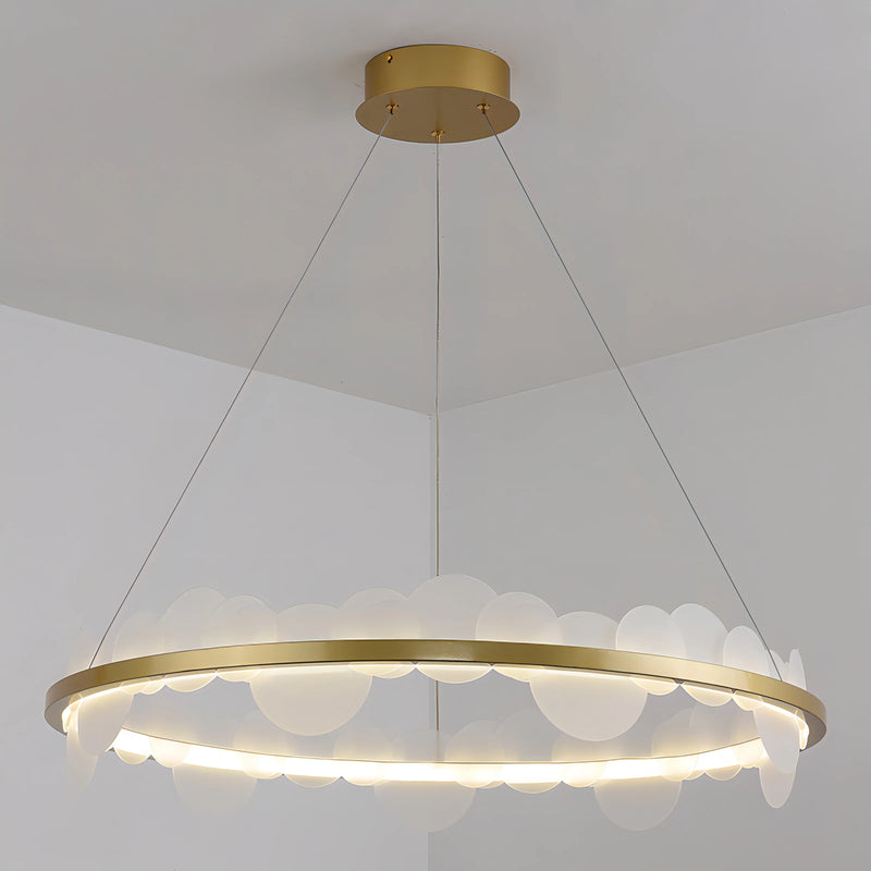 Axyaa Frosty Acrylic Ring LED Chandelier for Modern Living Room and Office Decor