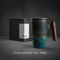 Axyaa Ceramic Retro Coffee Cup Wooden Handle Tea Cup Gift Box CM061