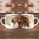 Axyaa Winter Tiger Mother & Cubs Enamel Camping Mug - 12oz Home Tea Cup