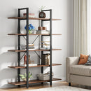 Axyaa 5-Tier Industrial Bookshelf, Vintage Style Bookcase 72"H x 47"L 12"W