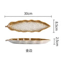 Axyaa Leaf Sashimi Board | Japanese Ceramic Boat Sushi Board for Elegant Table Setting