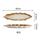 Axyaa Leaf Sashimi Board | Japanese Ceramic Boat Sushi Board for Elegant Table Setting