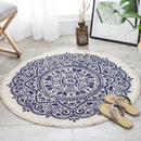 Axyaa Nordic Style Cotton Linen Round Carpets Boho Retro Handmade Floor Mats