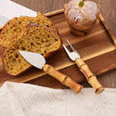 Axyaa 6Pcs Silver Bamboo Handle Stainless Steel Cheese Knife Set