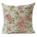Axyaa Rose Flower Linen Pillowcase 45*45cm Office Car Sofa Living Room Decor