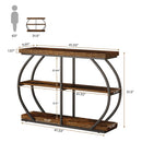Axyaa Industrial 3-Tier Console Table with Metal Frame and Storage Shelves
