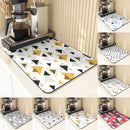 Axyaa Polygon Pattern Cup Mat Set - Absorbent Diatomaceous Earth Coasters
