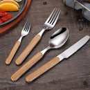 Axyaa Stainless Steel Cutlery Set with Wooden Handle - Western Dinnerware Gift