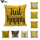 Axyaa Yellow Geometric Linen Pillow Case 45*45cm