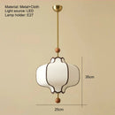 Axyaa Retro Fabric Pendant Light with Circular LED for Dining Room, Wooden Ball Fixtures E27