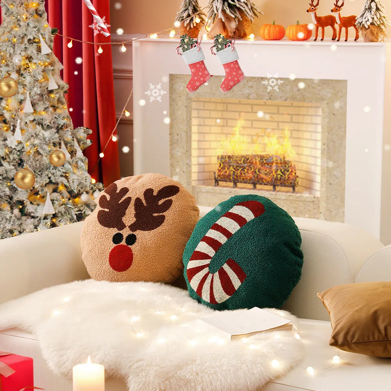 Christmas Reindeer Red Embroidery Pillow Cover for Axyaa - Soft Fabric, 45x45cm