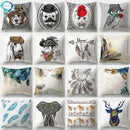 Axyaa Cartoon Dogs Feather Print Pillowcase Home Decor Sofa Seat Cushion Cover