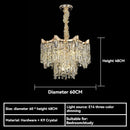 Axyaa Gold Metal LED Crystal Chandelier for Dining and Living Room