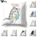 Cute Cat Cushion Cover by Axyaa: Cartoon Pets Pillow Case for Home Sofa Decor