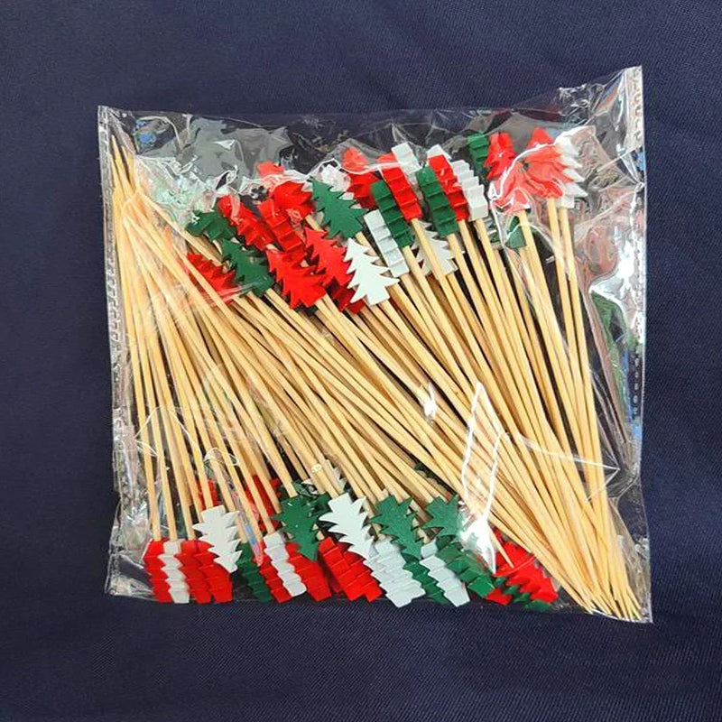 Axyaa Christmas Fruit Skewers: Santa Claus, Snowflake, Xmas Tree Forks