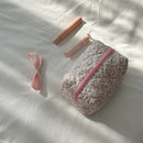 Korean Flower Makeup Bag Small Cosmetic Pouch Organizer by Axyaa