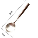Axyaa Walnut Handle Stainless Steel Eating Spoon Set
