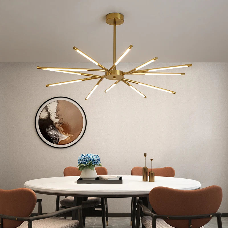 Axyaa Nordic Gold Dimmable LED Chandelier: Illuminate Your Modern Living Space