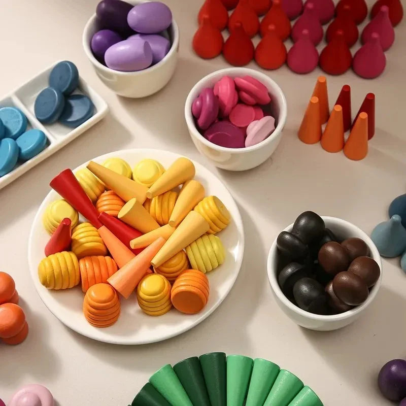 Axya Rainbow Blocks Set for Toddler: Creative Wooden Constructor Toy