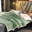 Axyaa Cozy Lamb Fleece Blanket for Winter - Thick & Warm Solid Color Nap Blanket