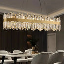 Axyaa Gold Crystal Chandelier: Modern Dimmable Rectangle Ceiling Light for Kitchen, Dining, Living Room