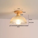 Axyaa Green Glass LED Ceiling Lamp Aisle Corridor Wood Copper Nordic Lighting