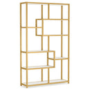 Axyaa 5 Tier Gold Bookshelf: Modern Etagere Bookcase with Open Storage Shelves