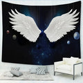 Axyaa Angel Wings Tapestry: Black & White Boho Trippy Hippie Wall Hanging