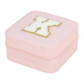 Axyaa Sequin Letter Jewelry Box with Mirror - Cute Portable Organizer Gift