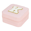 Axyaa Sequin Letter Jewelry Box with Mirror - Cute Portable Organizer Gift
