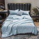 Axyaa Ice Silk Embroidered Quilt Set - Luxury European Style Cooling Blanket