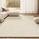 Axyaa Plush Cream Style Living Room Carpet: Soft, Thick, Washable, Large Area Rug
