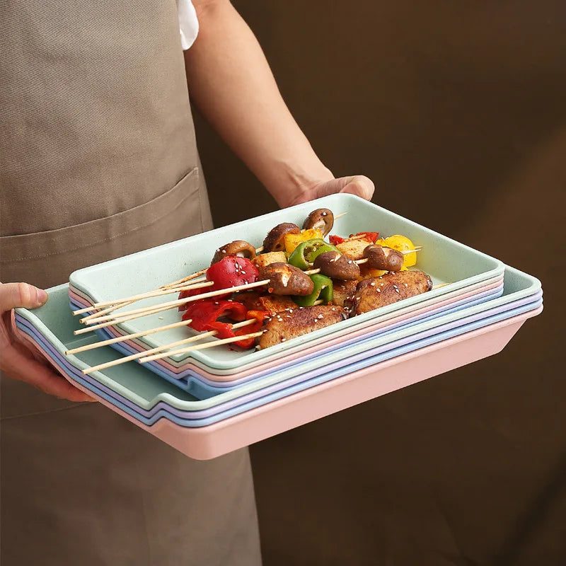 Axyaa Wheat Straw BBQ Tray: Large Capacity, Korean Style Dining Tray