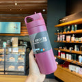 Axyaa Stainless Steel Vacuum Thermos Spray Water Bottle - 500ML Fitness Outdoor Cup